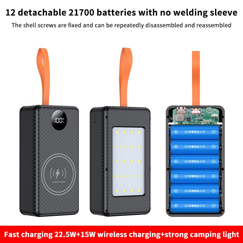 Led Flash Case - 【C】12*21700 Battery Holder 10W 22.5W Fast