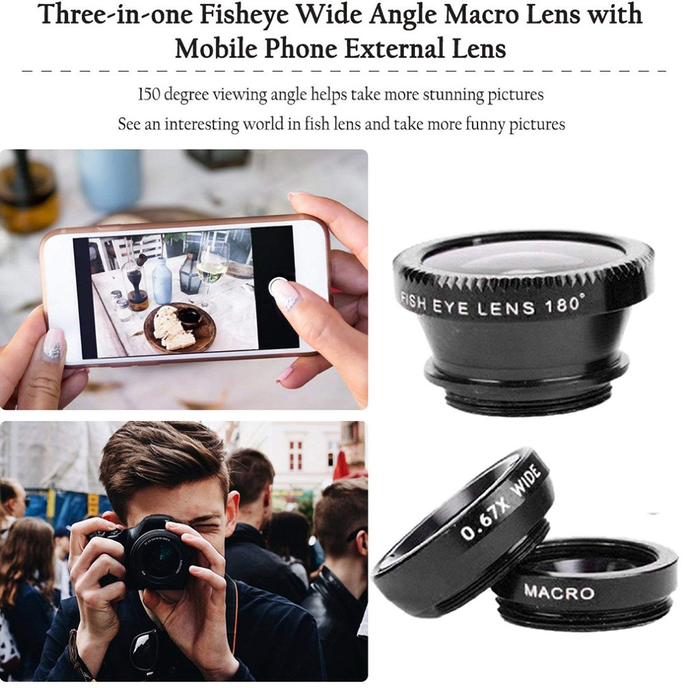 Universal 3 in 1 Fish Eye Lens - Lens Camera Clip ulasan dan harga