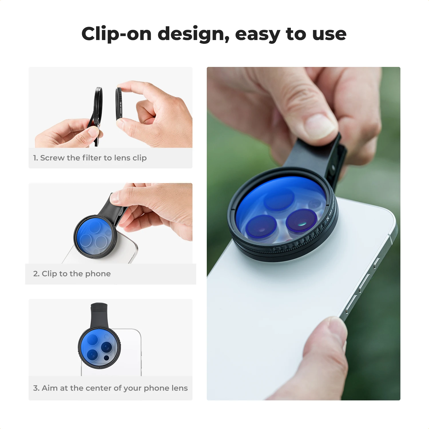 K&F CONCEPT 52mm Clip-on CPL C - Lens Camera Clip ulasan dan harga