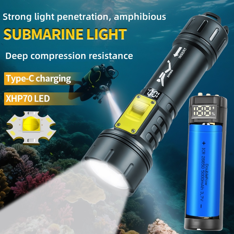 New XHP70 Diving Flashlight IP - Led Flash Case ulasan dan harga