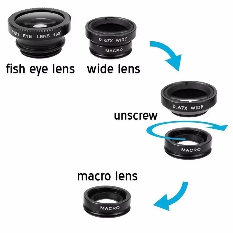 3 In 1 Fisheye Phone Lens 0.67 - Lens Camera Clip ulasan dan harga
