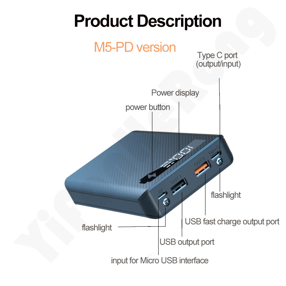 DIY Power Bank Case 5*18650 Ba - Led Flash Case ulasan dan harga