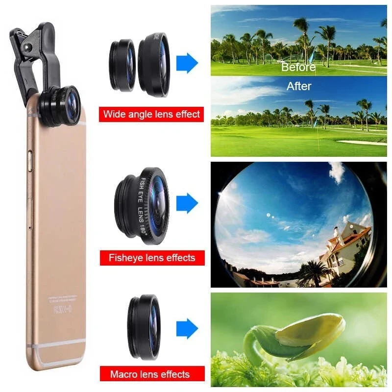 3in1 Fisheye Wide Angle Micro  - Lens Camera Clip ulasan dan harga